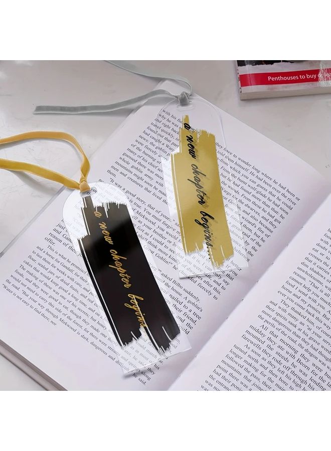 10pcs Bookmarks 10 White Ribbons Clear Acrylic DIY Craft Bookmarks For Holiday Decorations - Image 5